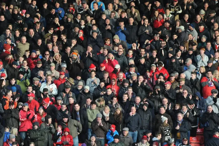 Framed Print : Bristol City vs Notts County: A Sea of Passionate Fans at Ashton Gate, Sky Bet League One (January 10, 2015)