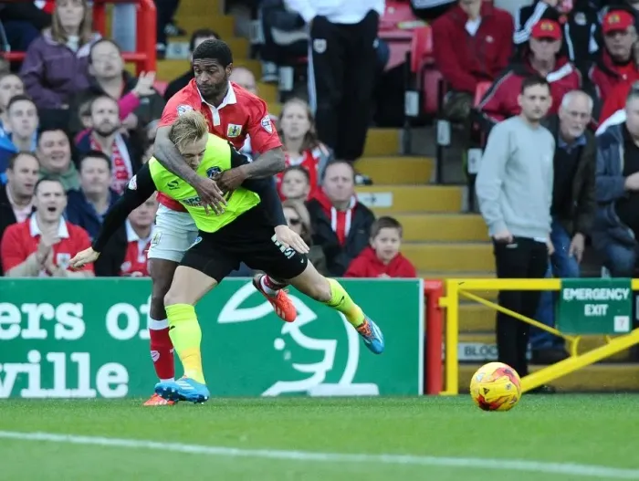 Framed Print : Bristol City vs Oldham Athletic: Mark Little Fouls Joseph Mills (Sky Bet League One) Framed Print : Bristol City vs Oldham Athletic: Mark Little Fouls Joseph Mills (Sky Bet League One)