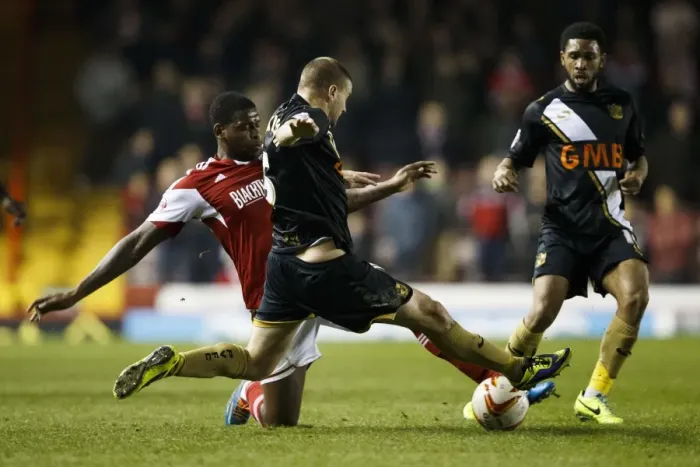 Framed Print : Bristol City vs Port Vale: Jay Emmanuel-Thomas Fouls Leads to Red Card for Carl Dickinson Framed Print : Bristol City vs Port Vale: Jay Emmanuel-Thomas Fouls Leads to Red Card for Carl Dickinson