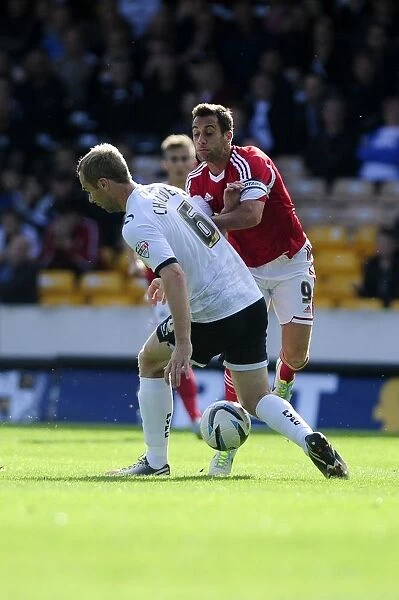 Bristol City vs Port Vale: Sam Baldock Tackled by Liam Chilvers during Sky Bet League 1 Clash