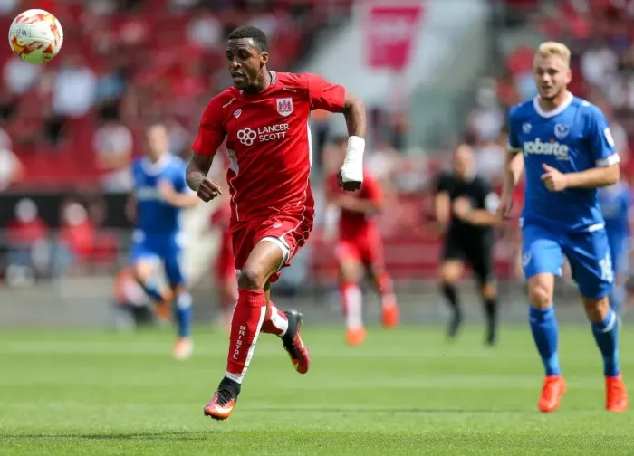 Framed Print : Bristol City vs Portsmouth: Jonathan Kodjia in Action at Ashton Gate Stadium (Pre-Season Friendly, 2016)
