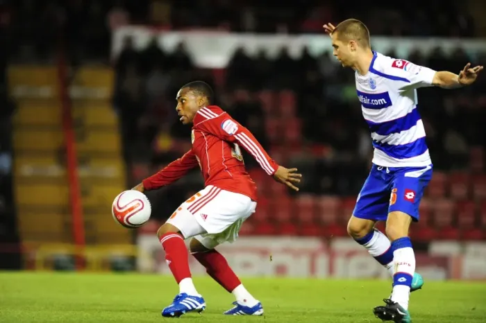 Framed Print : Bristol City vs QPR: Intense Moment Between Danny Rose and Matt Connolly during the Npower Championship Match at Ashton Gate (October 2010) Framed Print : Bristol City vs QPR: Intense Moment Between Danny Rose and Matt Connolly during the Npower Championship Match at Ashton Gate (October 2010)