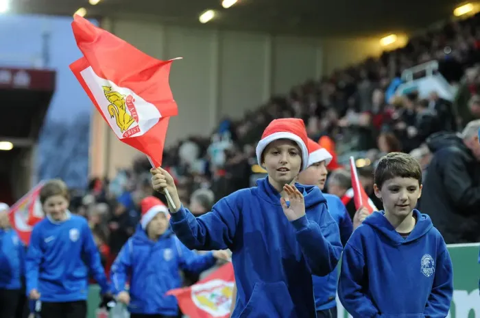 Framed Print : Bristol City vs QPR: Flag Bearers at Ashton Gate, 2015