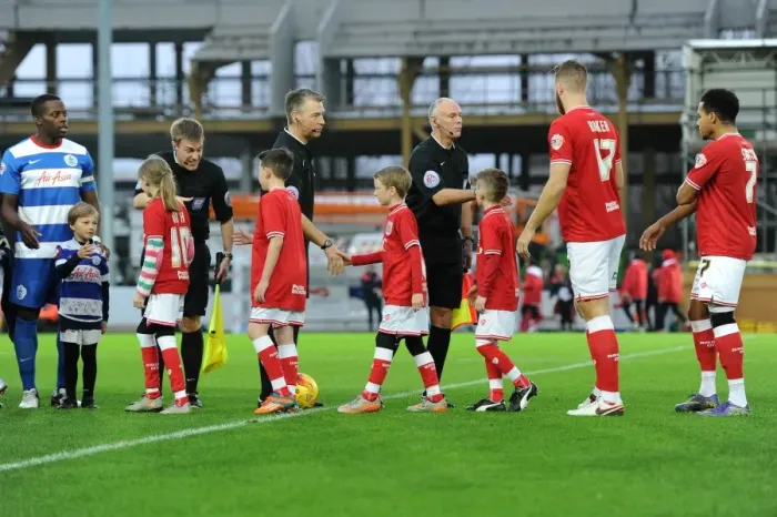 Framed Print : Bristol City vs QPR Mascot Clash in Sky Bet Championship Match, Ashton Gate, 2015
