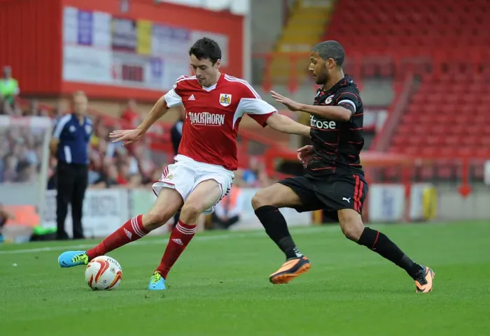 Framed Print : Bristol City vs Reading: Intense Moment Between Maloney and McAnuff Framed Print : Bristol City vs Reading: Intense Moment Between Maloney and McAnuff