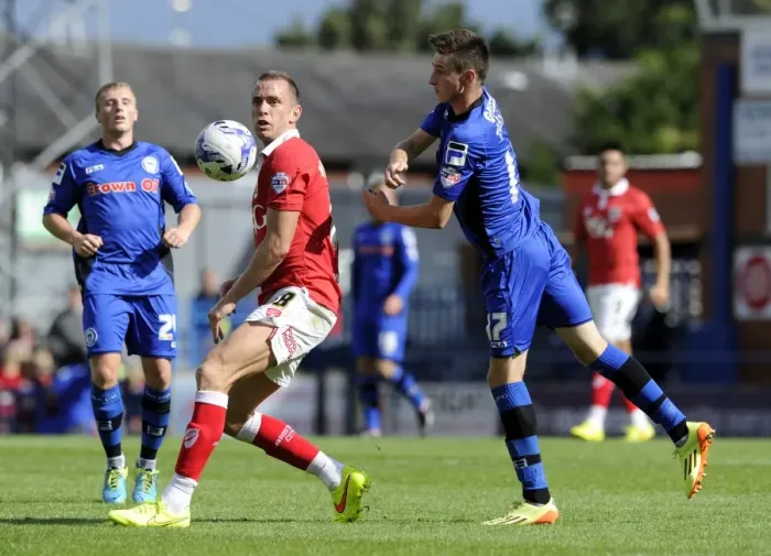 Framed Print : Bristol City vs Rochdale: Wilbraham and Tanser Battle for Ball in Sky Bet League One Clash Framed Print : Bristol City vs Rochdale: Wilbraham and Tanser Battle for Ball in Sky Bet League One Clash
