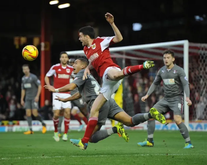 Framed Print : Bristol City vs Rotherham United: Moloney Fouls Tavernier (Sky Bet League One)