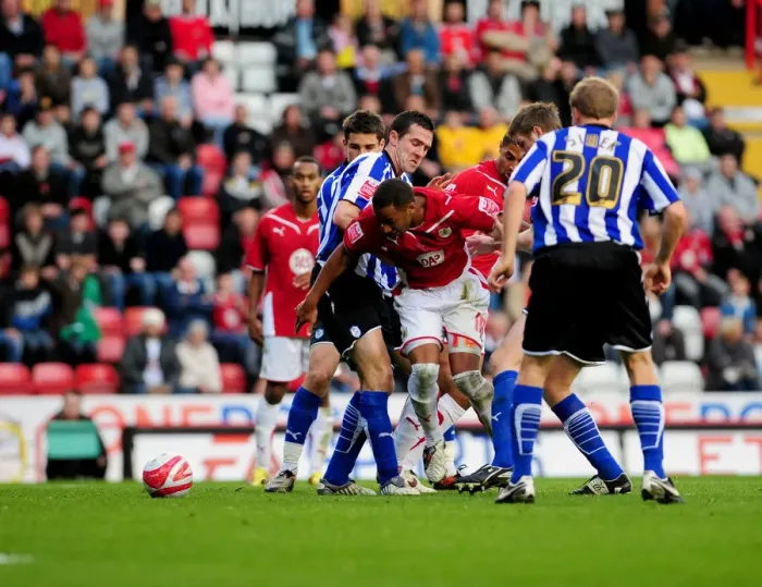 Framed Print : Bristol City vs Sheffield Wednesday: A Football Rivalry Unfolds - 09-10 Season Showdown