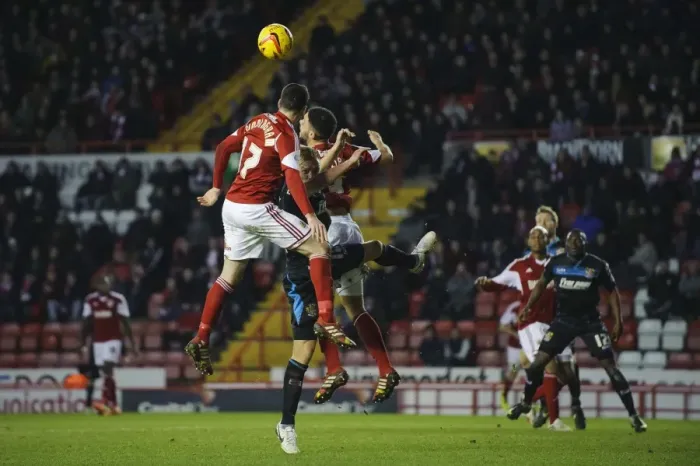 Framed Print : Bristol City vs Stevenage: Clash at Ashton Gate - Cunningham vs Burrow Framed Print : Bristol City vs Stevenage: Clash at Ashton Gate - Cunningham vs Burrow