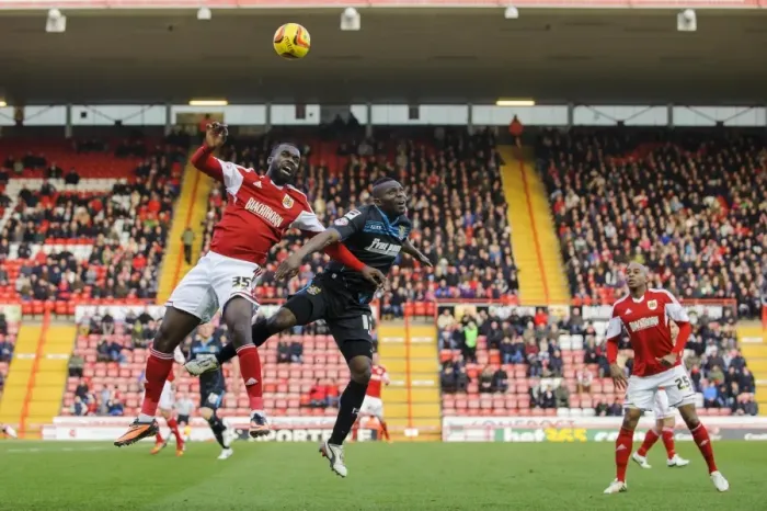 Framed Print : Bristol City vs Stevenage: Intense First-Half Action at Ashton Gate, Sky Bet League One