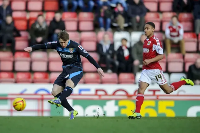 Framed Print : Bristol City vs Stevenage: Intense Moment as Luke Freeman Shoots Against Challenging Bobby Reid Framed Print : Bristol City vs Stevenage: Intense Moment as Luke Freeman Shoots Against Challenging Bobby Reid