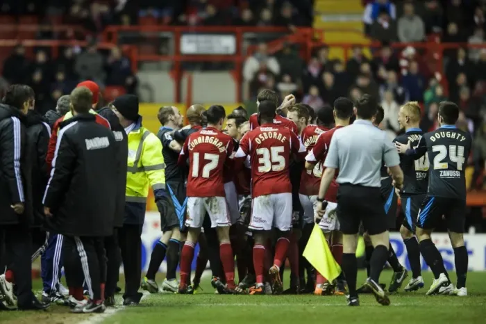Framed Print : Bristol City vs Stevenage: Intense Second-Half Clash