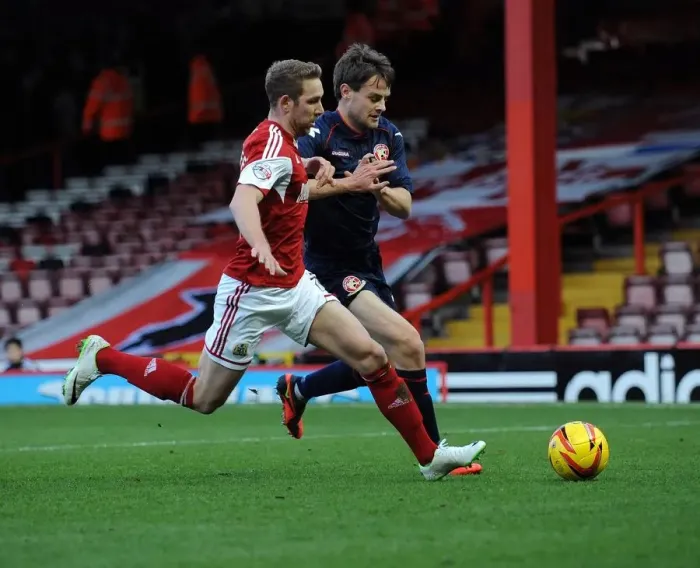Framed Print : Bristol City vs Walsall: Intense Battle for Possession between Scott Wagstaff and Andy Taylor Framed Print : Bristol City vs Walsall: Intense Battle for Possession between Scott Wagstaff and Andy Taylor