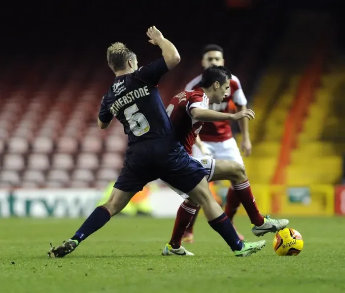 Framed Print : Bristol City vs Walsall: Intense Moment as Sam Baldock Clashes with Nicky Featherstone Framed Print : Bristol City vs Walsall: Intense Moment as Sam Baldock Clashes with Nicky Featherstone