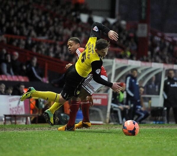 Bristol City vs. Watford: Bobby Reid Fouls Sean Murray in FA Cup Clash at Ashton Gate