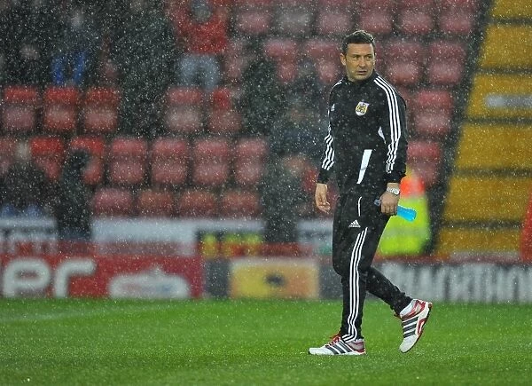 Bristol City vs. Watford: Derek McInnes Inspects the Pitch Before Referees Call Off Championship Match (December 26, 2012)