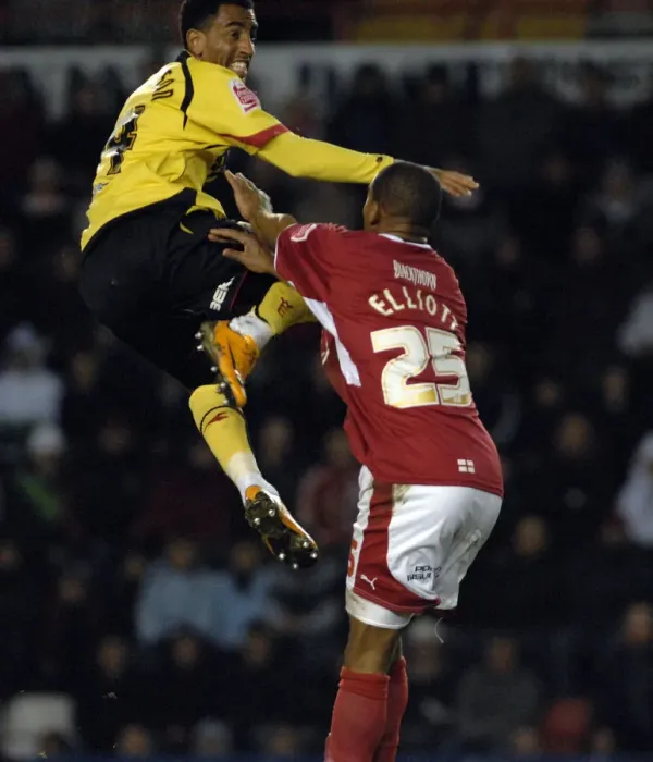 Framed Print : Bristol City vs. Watford: A Fierce Clash from the 07-08 Season