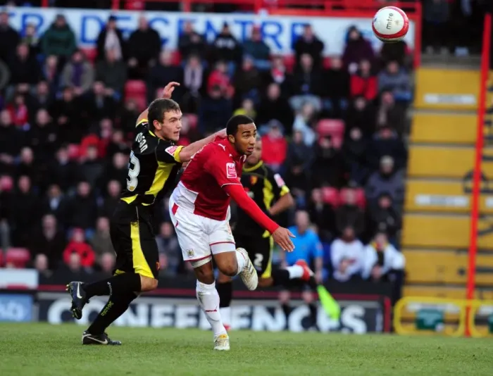 Framed Print : Bristol City vs. Watford: A Football Showdown - Season 09-10 Framed Print : Bristol City vs. Watford: A Football Showdown - Season 09-10