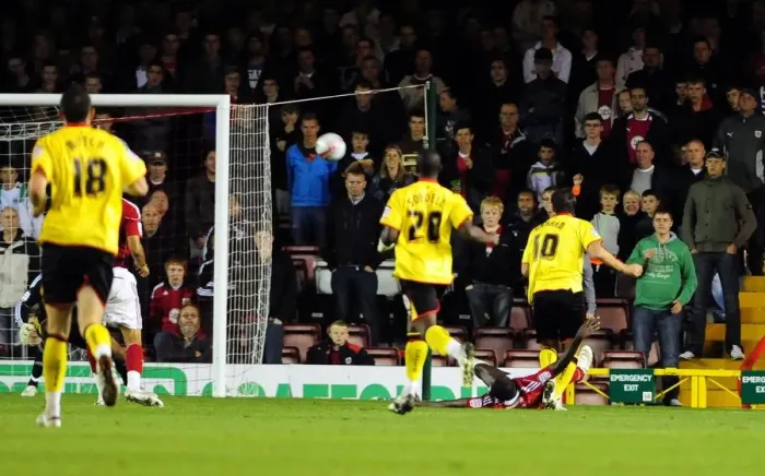 Framed Print : Bristol City vs. Watford: A Football Showdown - Season 10-11 Framed Print : Bristol City vs. Watford: A Football Showdown - Season 10-11