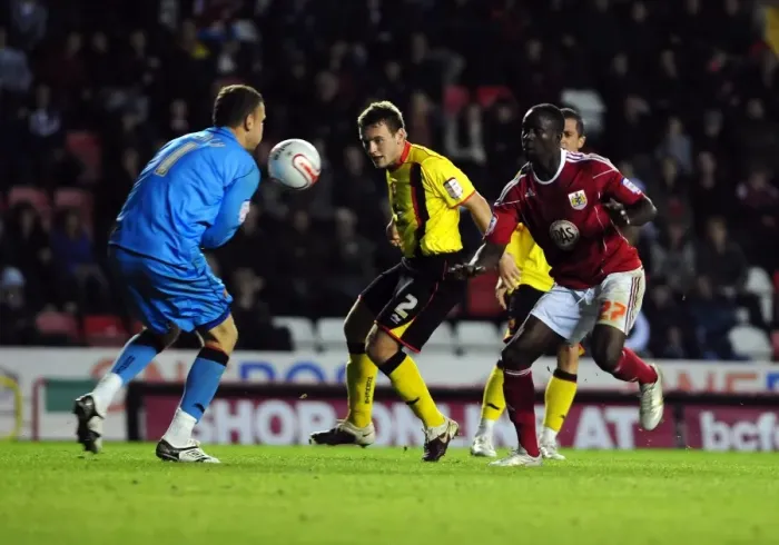 Framed Print : Bristol City vs. Watford: A Football Showdown - Season 10-11 Framed Print : Bristol City vs. Watford: A Football Showdown - Season 10-11