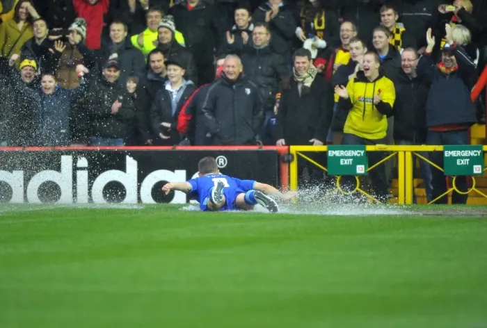 Framed Print : Bristol City vs. Watford: Jonathan Hogg Slides into the Mud as Championship Match is Called Off Framed Print : Bristol City vs. Watford: Jonathan Hogg Slides into the Mud as Championship Match is Called Off