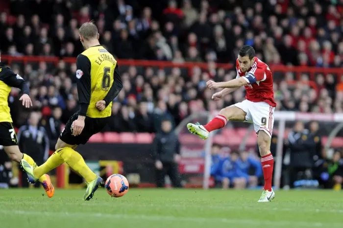 Framed Print : Bristol City vs. Watford: Sam Baldock's Shot at Glory in FA Cup Third Round