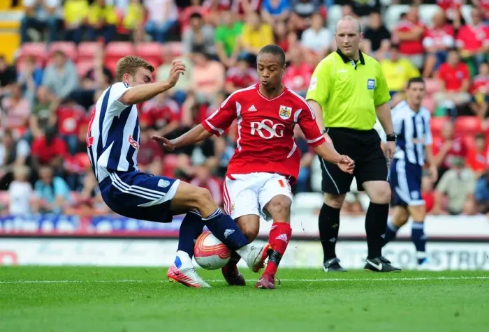 Framed Print : Bristol City vs. West Brom: Bobby Reid vs. James Morrison Battle for Possession in Championship Match, 2011 Framed Print : Bristol City vs. West Brom: Bobby Reid vs. James Morrison Battle for Possession in Championship Match, 2011