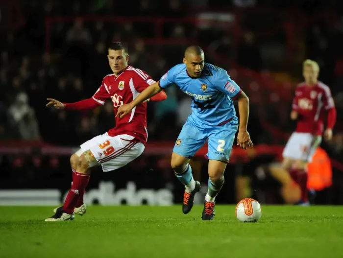 Framed Print : Bristol City vs. West Ham: Chris Wood vs. Winston Reid Battle for Possession Framed Print : Bristol City vs. West Ham: Chris Wood vs. Winston Reid Battle for Possession