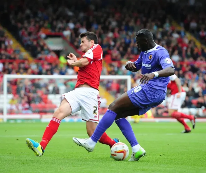 Framed Print : Bristol City vs. Wolves: Moloney Tackles Sako Framed Print : Bristol City vs. Wolves: Moloney Tackles Sako