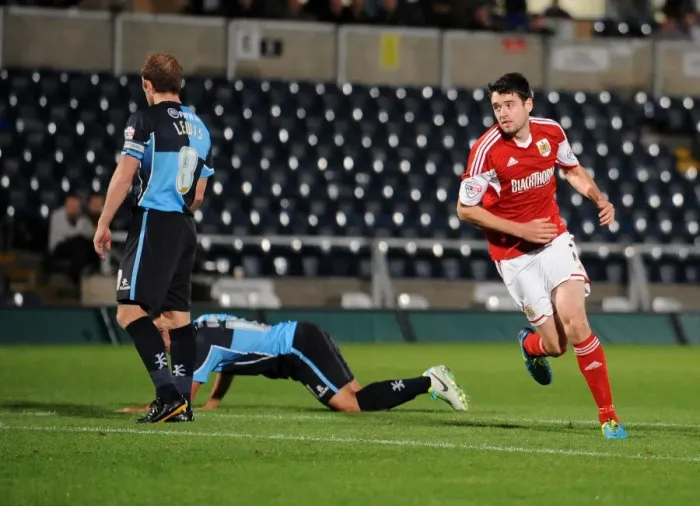 Framed Print : Bristol City vs Wycombe Wanderers in the Johnstone's Paint Trophy Clash at Adams Park (2013) Framed Print : Bristol City vs Wycombe Wanderers in the Johnstone's Paint Trophy Clash at Adams Park (2013)
