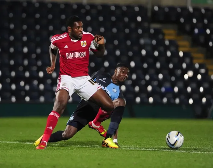 Framed Print : Bristol City vs Wycombe Wanderers: Johnstone's Paint Trophy Clash at Adams Park (2013) Framed Print : Bristol City vs Wycombe Wanderers: Johnstone's Paint Trophy Clash at Adams Park (2013)