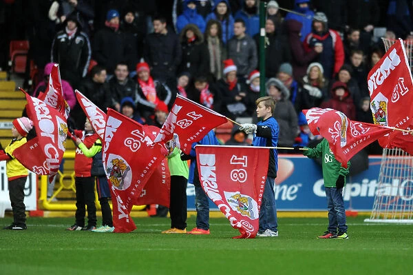 Bristol City vs Yeovil Town: Flagbearers at Ashton Gate, Sky Bet League One (December 2014)