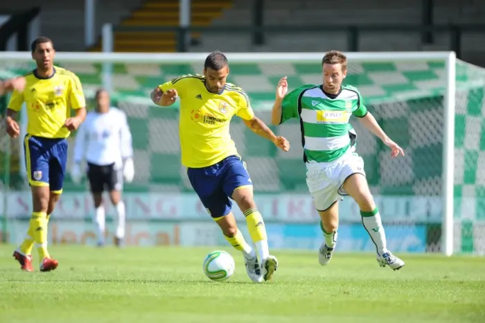 Framed Print : Bristol City vs Yeovil Town: Liam Fontaine vs Steve McClean - Pre-Season Friendly at Huish Park Framed Print : Bristol City vs Yeovil Town: Liam Fontaine vs Steve McClean - Pre-Season Friendly at Huish Park
