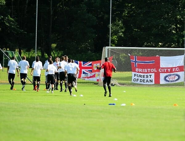 Bristol City warm up prior to their game with Helsinborgs IF