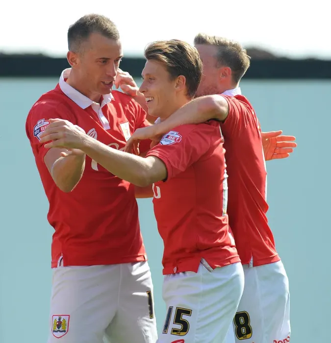 Framed Print : Bristol City: Wilbraham's Thrilling Goal Celebration vs Colchester United (August 16, 2014) Framed Print : Bristol City: Wilbraham's Thrilling Goal Celebration vs Colchester United (August 16, 2014)