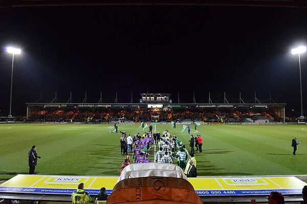 Bristol City and Yeovil Town Players Emerging from Tunnel at Huish Park, Sky Bet League One Match, 2015