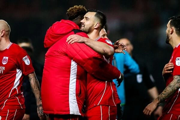 Bristol City's 4-0 Victory: Wright and Abraham Celebrate Together