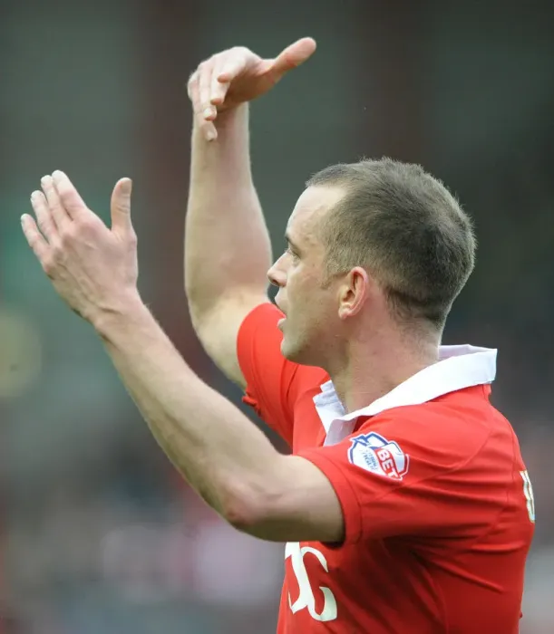 Framed Print : Bristol City's Aaron Wilbraham in Action Against Rochdale, Sky Bet League One, February 2015