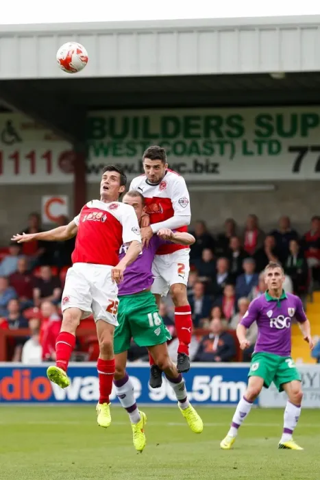 Framed Print : Bristol City's Aaron Wilbraham Battles for Ball Against Fleetwood's Jordan and McLaughlin Framed Print : Bristol City's Aaron Wilbraham Battles for Ball Against Fleetwood's Jordan and McLaughlin