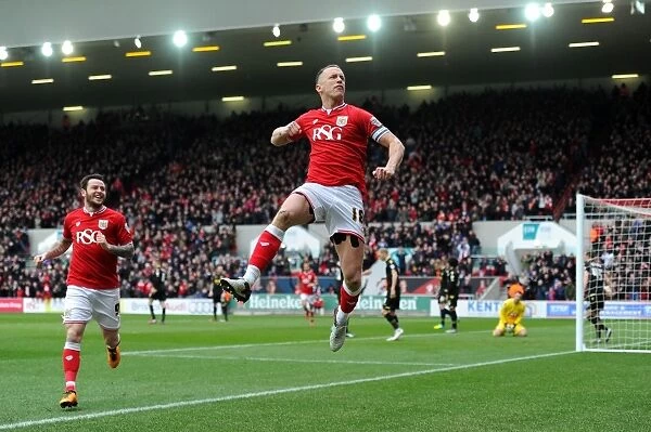 Bristol City's Aaron Wilbraham Celebrates Game-Winning Goal Against Bolton Wanderers in Sky Bet Championship (19 March 2016)