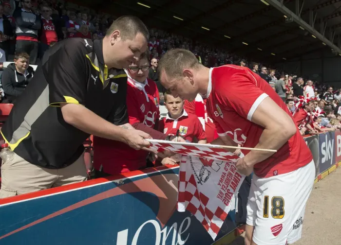 Framed Print : Bristol City's Aaron Wilbraham Celebrates with Ecstatic Fans during Bristol City vs Coventry City Match, April 2015 Framed Print : Bristol City's Aaron Wilbraham Celebrates with Ecstatic Fans during Bristol City vs Coventry City Match, April 2015
