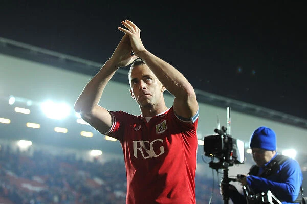 Bristol City's Aaron Wilbraham Celebrates with Fans after Win against Nottingham Forest