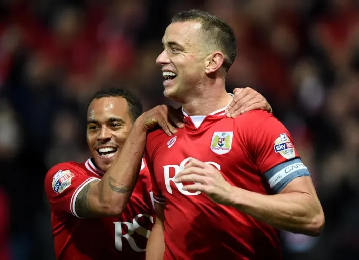 Framed Print : Bristol City's Aaron Wilbraham Celebrates Goal Against Nottingham Forest in Sky Bet Championship Match