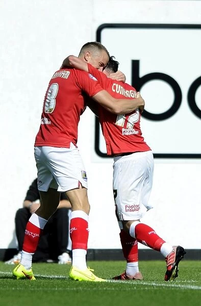 Bristol City's Aaron Wilbraham and Greg Cunningham Celebrate Goal vs Colchester United, Sky Bet League One, 2014