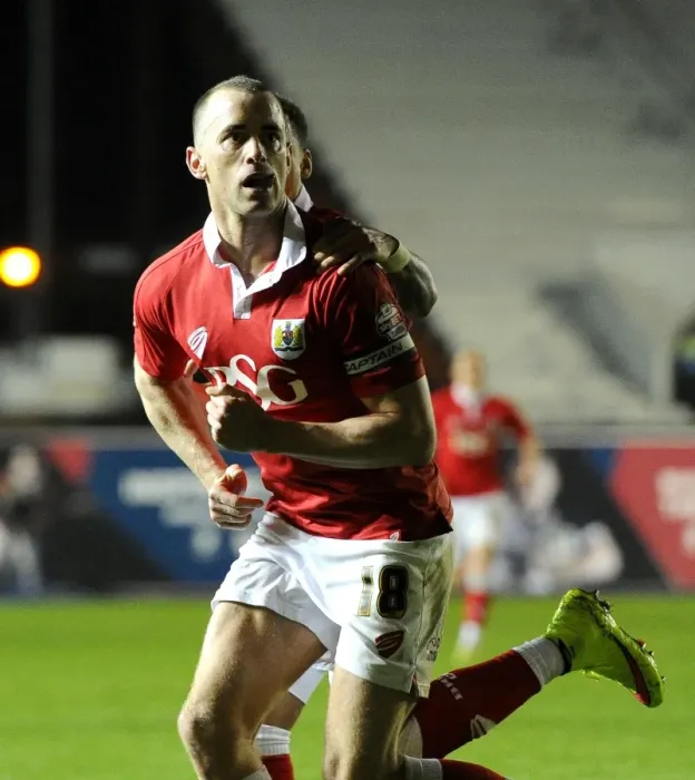 Framed Print : Bristol City's Aaron Wilbraham and James Tavernier Celebrate Goal Against Swindon Town, Sky Bet League One, April 2015 Framed Print : Bristol City's Aaron Wilbraham and James Tavernier Celebrate Goal Against Swindon Town, Sky Bet League One, April 2015