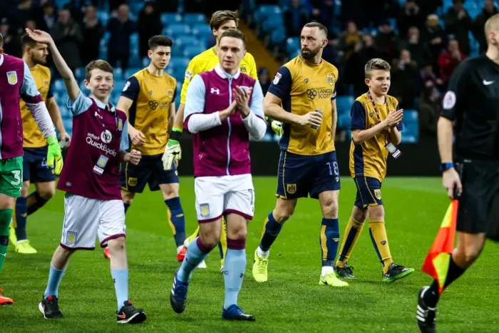 Framed Print : Bristol City's Aaron Wilbraham Leads Out Team at Villa Park (Aston Villa v Bristol City, Sky Bet EFL Championship)
