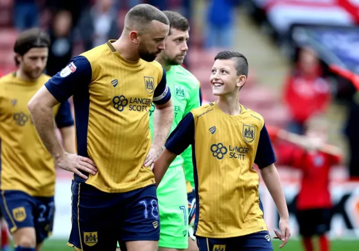 Framed Print : Bristol City's Aaron Wilbraham and Mascot Before Barnsley Match, October 2016 Framed Print : Bristol City's Aaron Wilbraham and Mascot Before Barnsley Match, October 2016