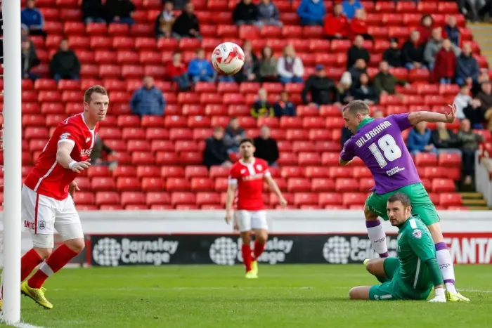 Framed Print : Bristol City's Aaron Wilbraham Narrowly Misses Header Goal Against Barnsley Framed Print : Bristol City's Aaron Wilbraham Narrowly Misses Header Goal Against Barnsley