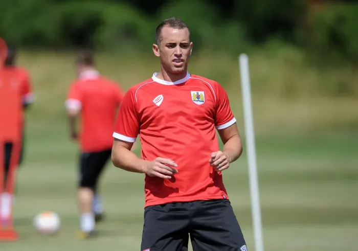 Framed Print : Bristol City's Aaron Wilbraham Training (July 2014) Framed Print : Bristol City's Aaron Wilbraham Training (July 2014)