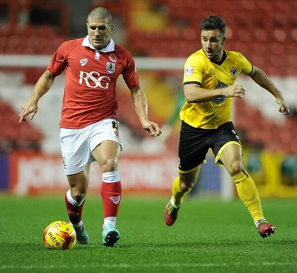 Bristol City's Adam El-Abd Charges Down the Wing Against AFC Wimbledon in Johnstone Paint Trophy Clash